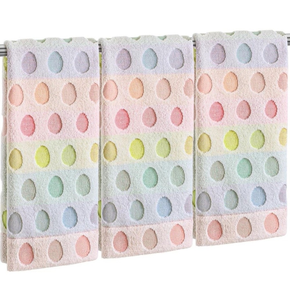 3 PCS Easter Hand Towel Bathroom Bunny Egg Rabbit 100% Cotton 13.4x30 Inch